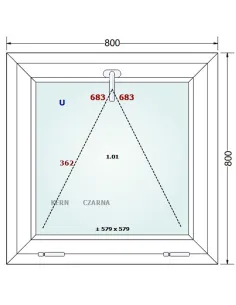Okno PCV 80 x 80 cm Uchylne Trzyszybowe Gealan Linear 2