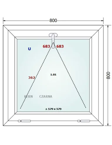 Okno PCV 80 x 80 cm Uchylne Trzyszybowe Gealan Linear