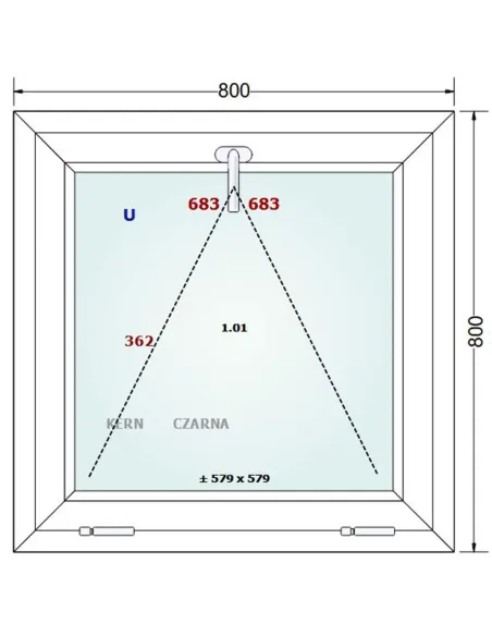 Okno PCV 80 x 80 cm Uchylne Trzyszybowe Gealan Linear