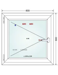 Okno PCV 80 x 80 cm Rozwierne Trzyszybowe Gealan Linear 2