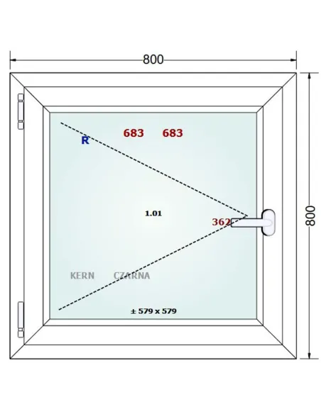 Okno PCV 80 x 80 cm Rozwierne Trzyszybowe Gealan Linear