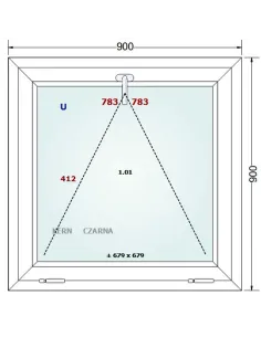 Okno PCV 90 x 90 cm Uchylne Trzyszybowe Gealan Linear 2