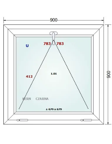 Okno PCV 90 x 90 cm Uchylne Trzyszybowe Gealan Linear
