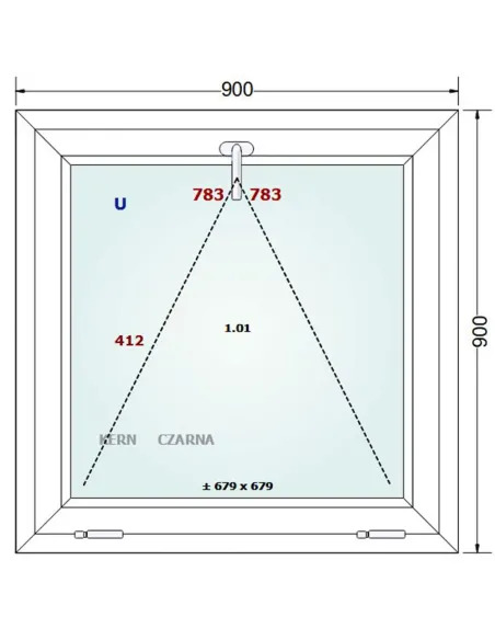 Okno PCV 90 x 90 cm Uchylne Trzyszybowe Gealan Linear