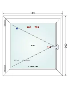 Okno PCV 90 x 90 cm Rozwierne Trzyszybowe Gealan Linear 2