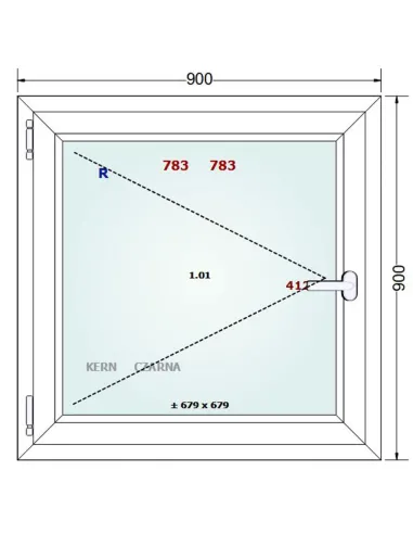 Okno PCV 90 x 90 cm Rozwierne Trzyszybowe Gealan Linear