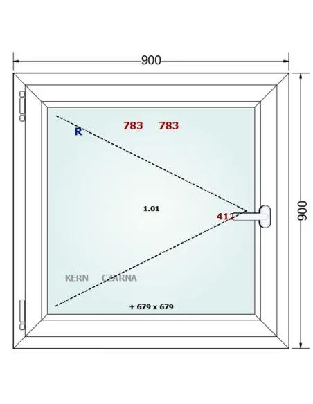 Okno PCV 90 x 90 cm Rozwierne Trzyszybowe Gealan Linear