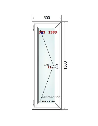 Okno PCV 50 x 150 cm Rozwierne Trzyszybowe Gealan Linear
