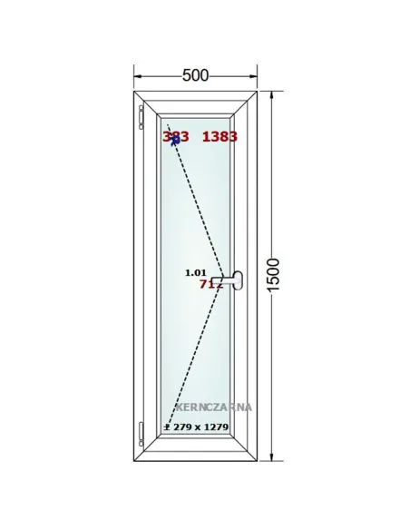 Okno PCV 50 x 150 cm Rozwierne Trzyszybowe Gealan Linear