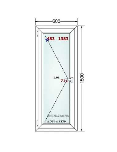 Okno PCV 60 x 150 cm Rozwierne Trzyszybowe Gealan Linear