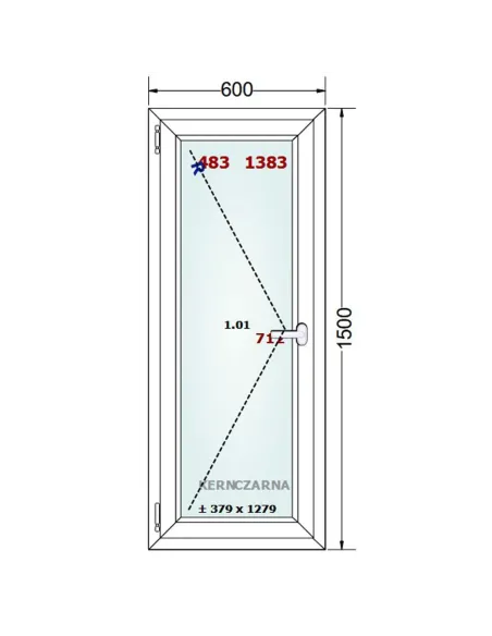 Okno PCV 60 x 150 cm Rozwierne Trzyszybowe Gealan Linear