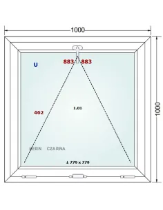 Okno PCV 100 x 100 cm Uchylne Trzyszybowe Gealan Linear 2