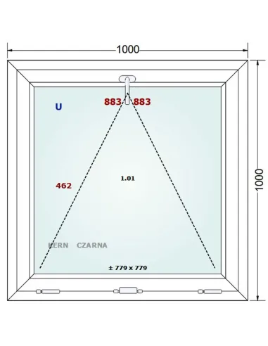 Okno PCV 100 x 100 cm Uchylne Trzyszybowe Gealan Linear
