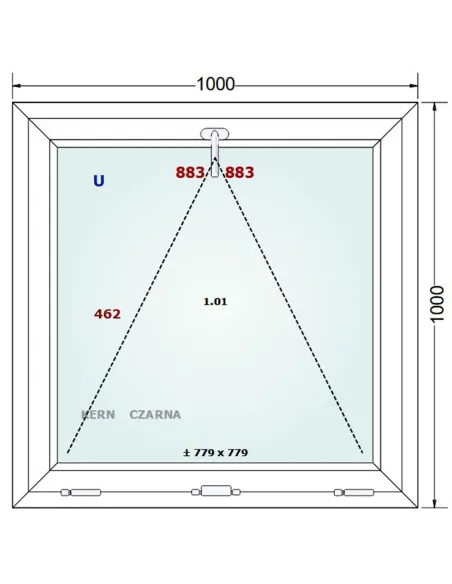 Okno PCV 100 x 100 cm Uchylne Trzyszybowe Gealan Linear