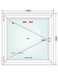 Okno PCV 100 x 100 cm Rozwierne Trzyszybowe Gealan Linear 2