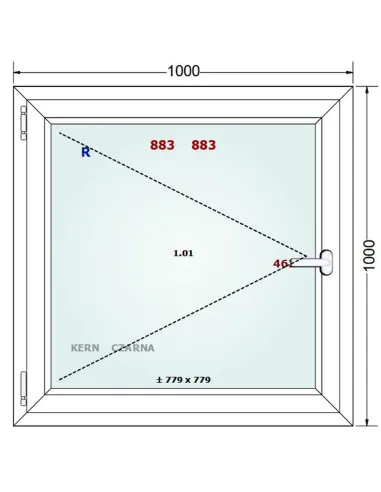 Okno PCV 100 x 100 cm Rozwierne Trzyszybowe Gealan Linear