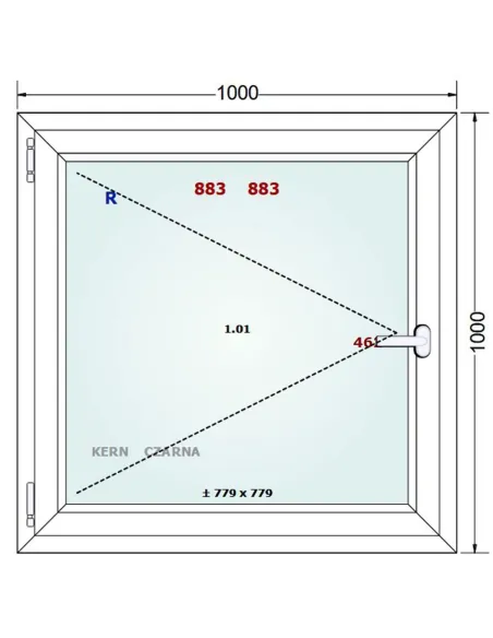 Okno PCV 100 x 100 cm Rozwierne Trzyszybowe Gealan Linear