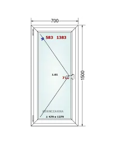 Okno PCV 70 x 150 cm Rozwierne Trzyszybowe Gealan Linear 2