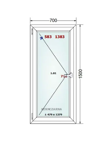 Okno PCV 70 x 150 cm Rozwierne Trzyszybowe Gealan Linear