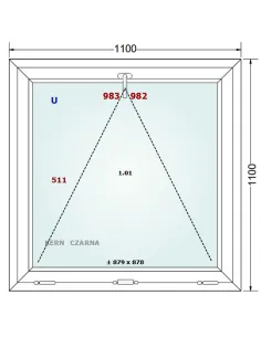 Okno PCV 110 x 110 cm Uchylne Trzyszybowe Gealan Linear 2