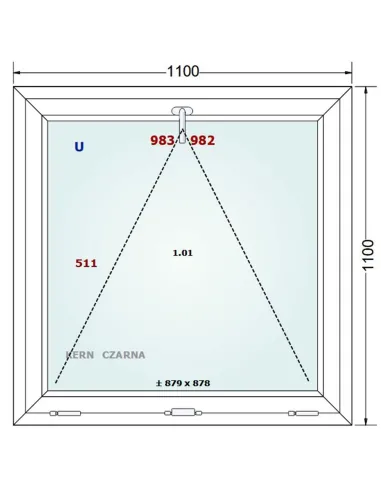 Okno PCV 110 x 110 cm Uchylne Trzyszybowe Gealan Linear