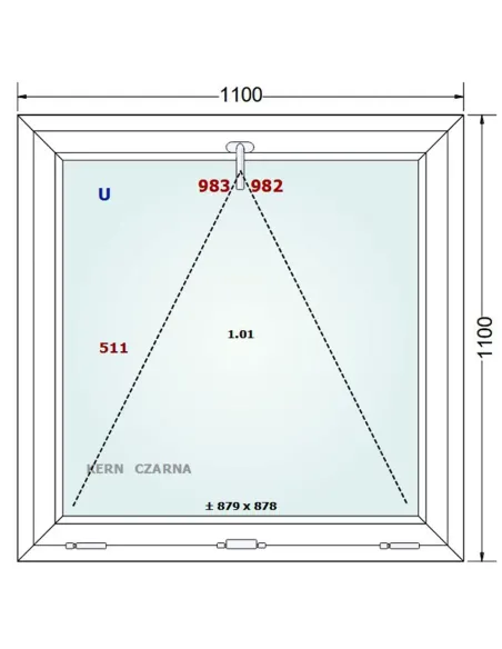 Okno PCV 110 x 110 cm Uchylne Trzyszybowe Gealan Linear