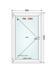 Okno PCV 90 x 150 cm Rozwierne Trzyszybowe Gealan Linear 2