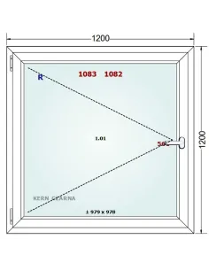 Okno PCV 120 x 120 cm Rozwierne Trzyszybowe Gealan Linear 2