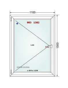 Okno PCV 110 x 150 cm Rozwierne Trzyszybowe Gealan Linear 2