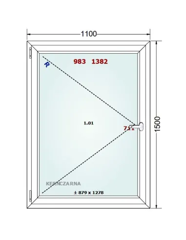 Okno PCV 110 x 150 cm Rozwierne Trzyszybowe Gealan Linear