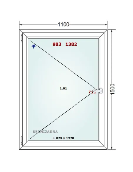 Okno PCV 110 x 150 cm Rozwierne Trzyszybowe Gealan Linear