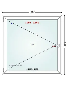 Okno PCV 140 x 140 cm Rozwierne Trzyszybowe Gealan Linear 2