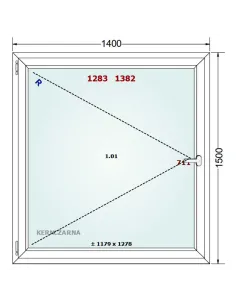 Okno PCV 140 x 150 cm Rozwierne Trzyszybowe Gealan Linear 2