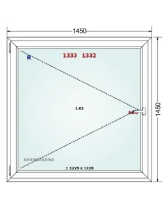 Okno PCV 145 x 145 cm Rozwierne Trzyszybowe Gealan Linear 2
