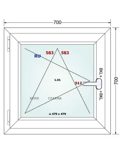 Okno PCV 70 x 70 cm Rozwierno-Uchylne Trzyszybowe Gealan Linear 2