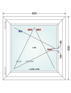 Okno PCV 80 x 80 cm Rozwierno-Uchylne Trzyszybowe Gealan Linear 2