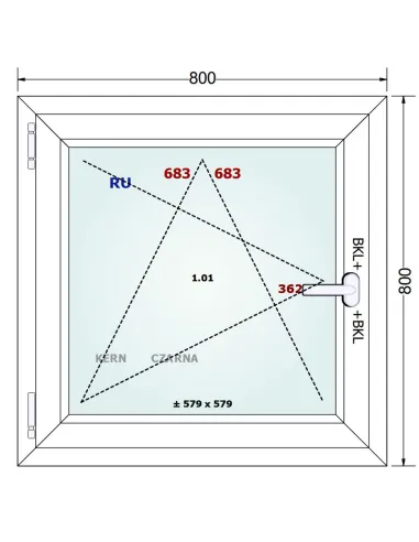 Okno PCV 80 x 80 cm Rozwierno-Uchylne Trzyszybowe Gealan Linear