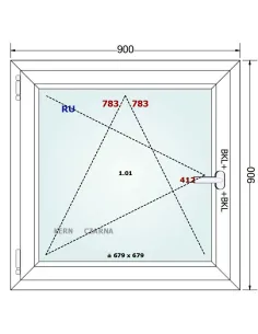 Okno PCV 90 x 90 cm Rozwierno-Uchylne Trzyszybowe Gealan Linear 2