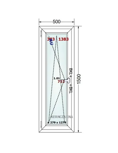 Okno PCV 50 x 150 cm Rozwierno-Uchylne Trzyszybowe Gealan Linear