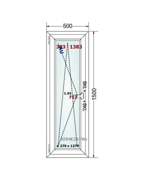 Okno PCV 50 x 150 cm Rozwierno-Uchylne Trzyszybowe Gealan Linear
