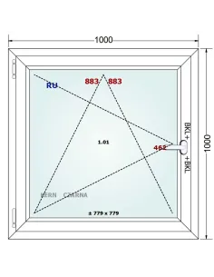 Okno PCV 100 x 100 cm Rozwierno-Uchylne Trzyszybowe Gealan Linear 2