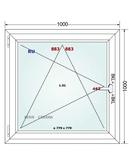 Okno PCV 100 x 100 cm Rozwierno-Uchylne Trzyszybowe Gealan Linear