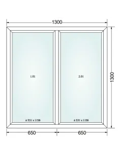 Okno PCV 130 x 130 cm FIX-FIX (Stałe) Trzyszybowe Gealan Linear 2