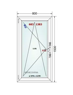 Okno PCV 80 x 150 cm Rozwierno-Uchylne Trzyszybowe Gealan Linear 2