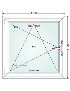 Okno PCV 110 x 110 cm Rozwierno-Uchylne Trzyszybowe Gealan Linear 2