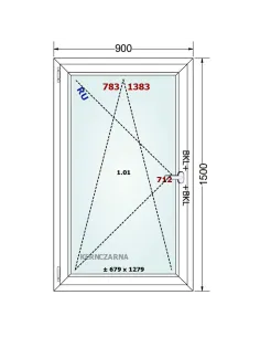 Okno PCV 90 x 150 cm Rozwierno-Uchylne Trzyszybowe Gealan Linear 2