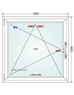 Okno PCV 120 x 120 cm Rozwierno-Uchylne Trzyszybowe Gealan Linear 2