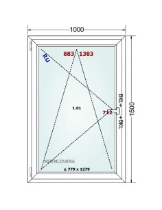 Okno PCV 100 x 150 cm Rozwierno-Uchylne Trzyszybowe Gealan Linear 2