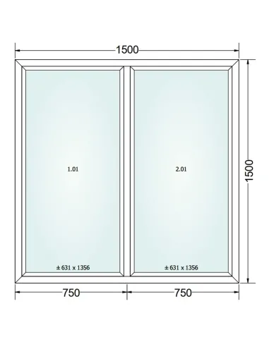 Okno PCV 150 x 150 cm FIX-FIX (Stałe) Trzyszybowe Gealan Linear