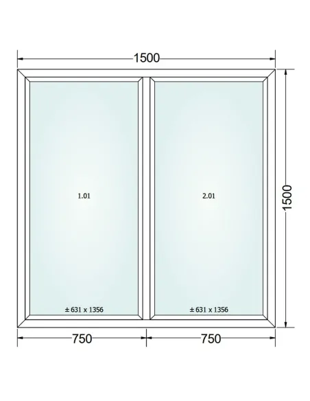 Okno PCV 150 x 150 cm FIX-FIX (Stałe) Trzyszybowe Gealan Linear